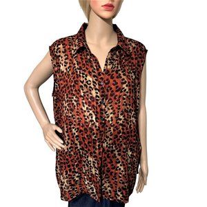 Studio 1940 Top Women Blouse Button Down Size L